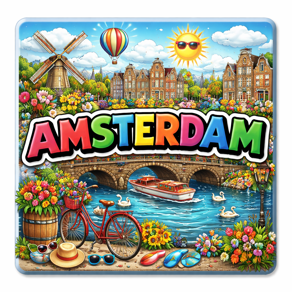 Amsterdam Sommer Souvenir Kühlschrankmagnet