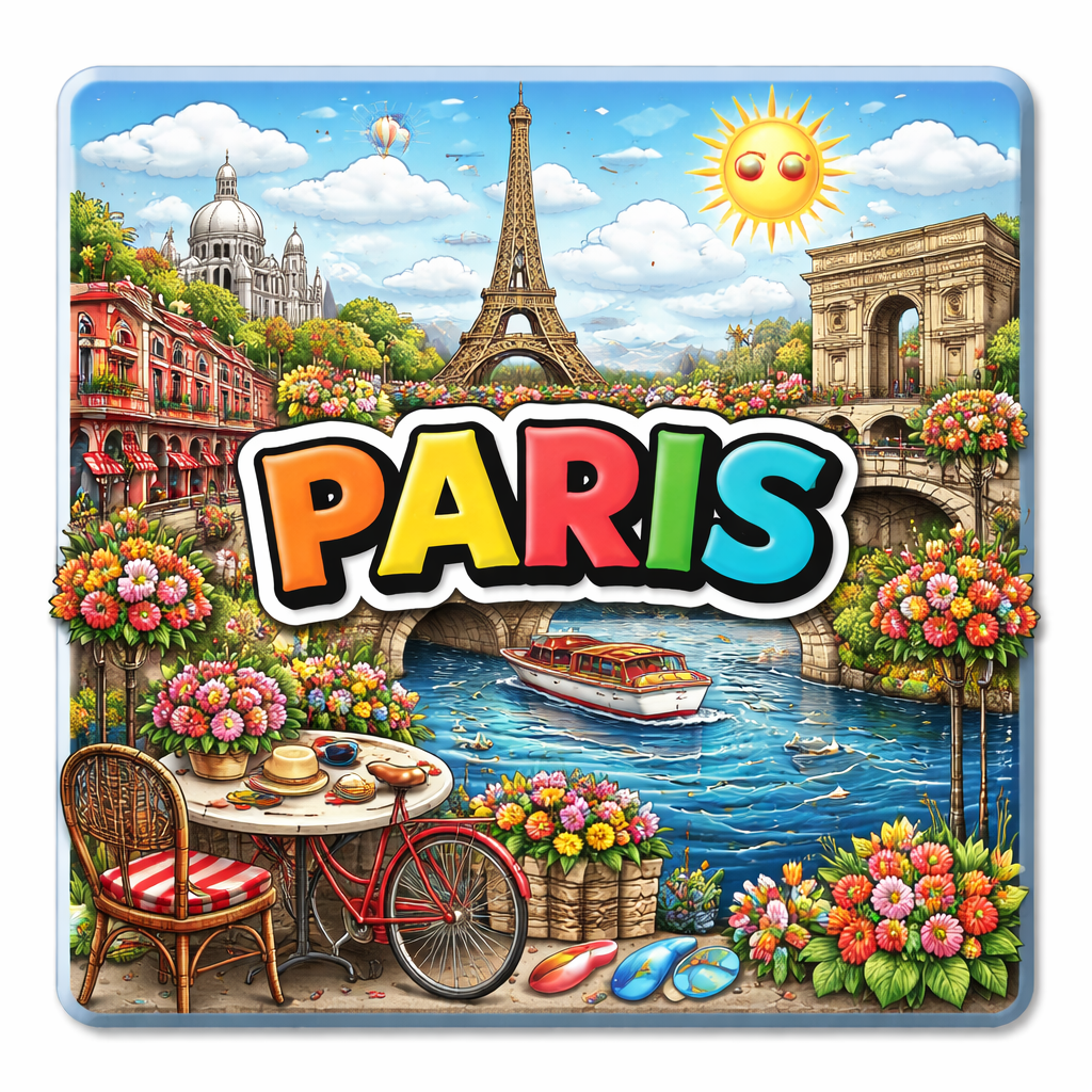 Paris Sommer Souvenir Kühlschrankmagnet